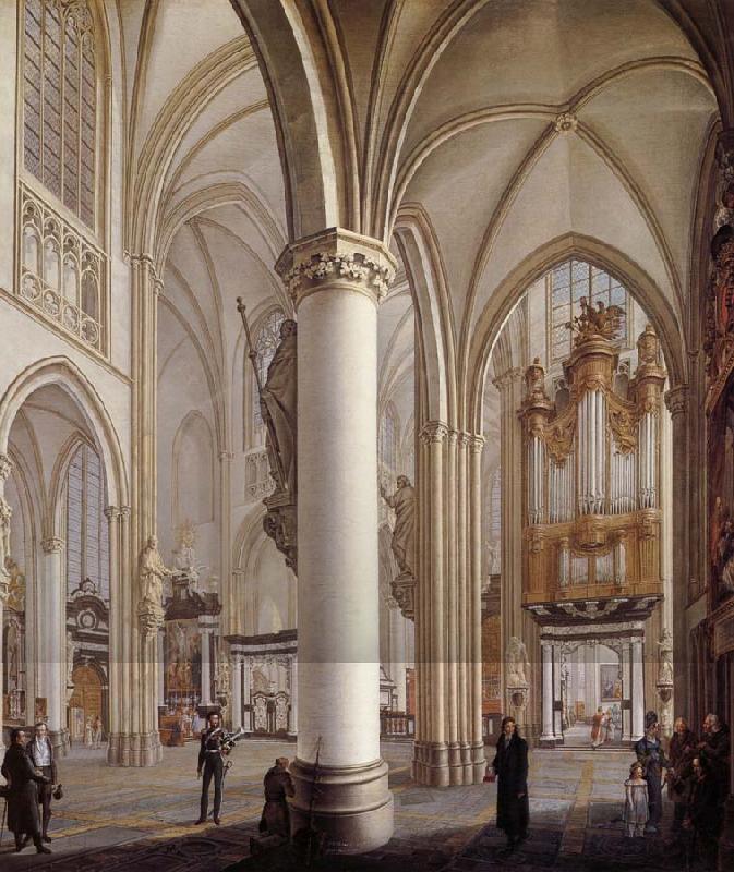 Vervloet Francois Interieur de la cathedrale Saint-Rombaut a Malines Sweden oil painting art